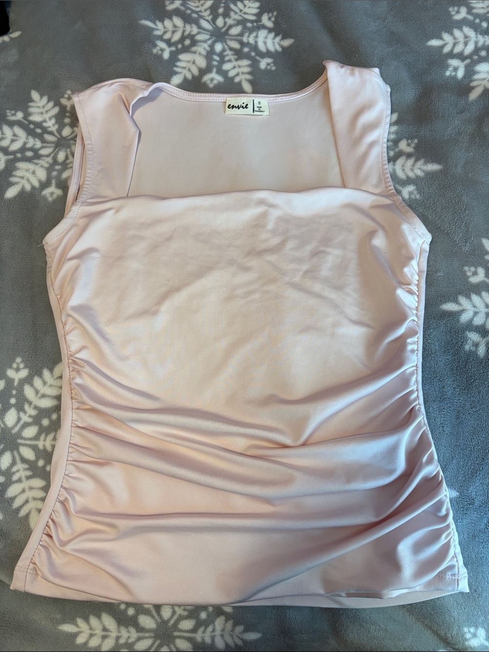 Women's Light Pink Ruched Sleeveless Top